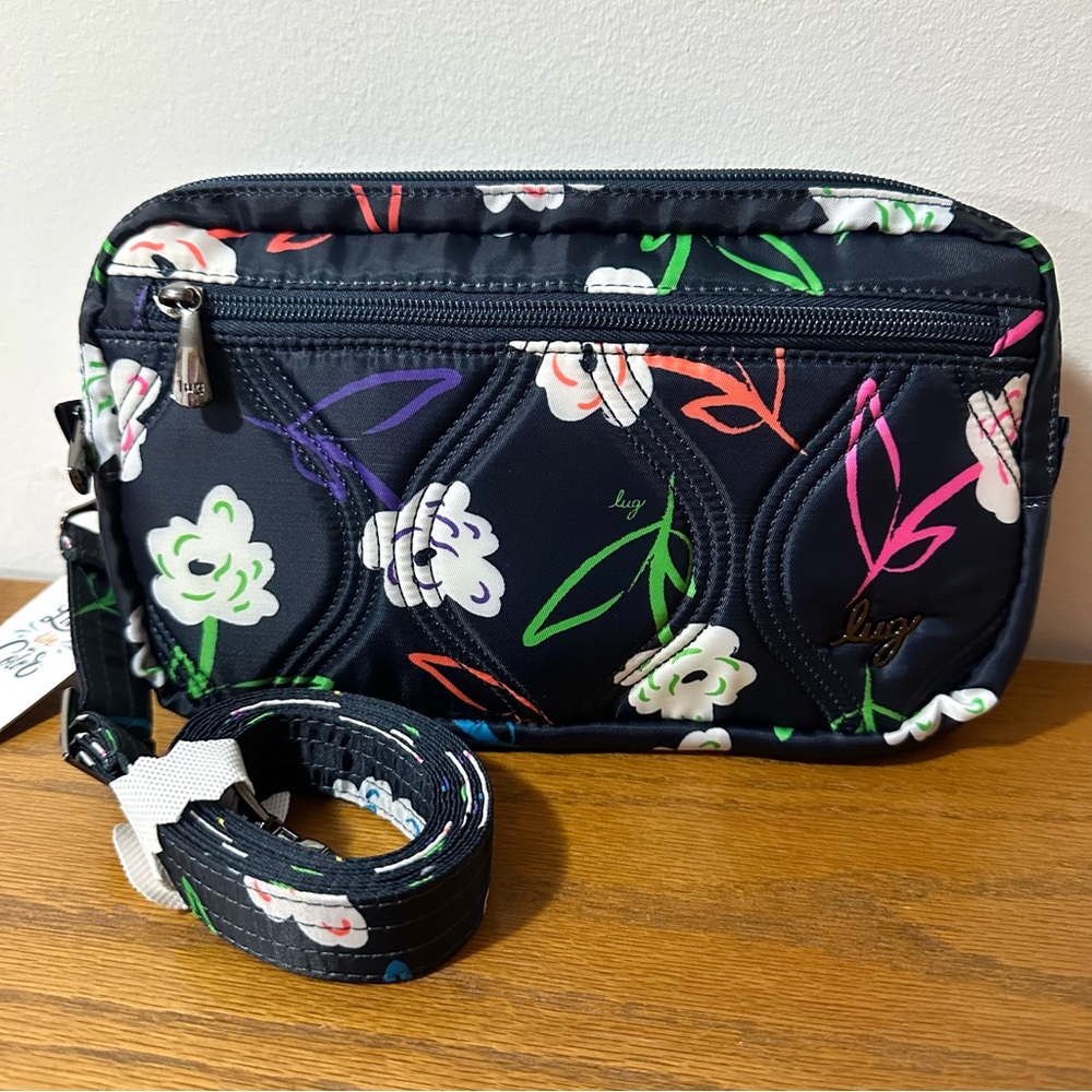Lug Crescendo Convertible Shopper Tote Crossbody Belt Bag Blue Floral NWT
